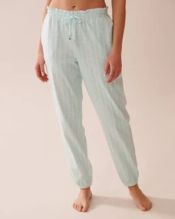 Stripe Print Cotton Jogger Pajama Pants