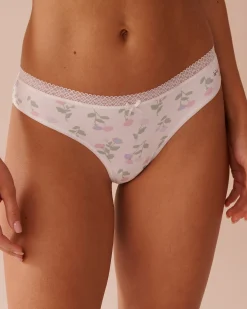Super Soft Lace Trim Thong Panty
