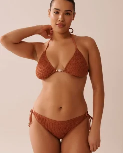 TERRACOTTA Crochet Side Tie Brazilian Bikini Bottom