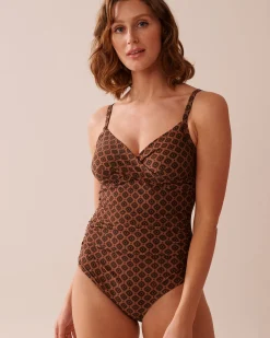 TERRACOTTA GEOMETRIC Crossed One-piece Swimsuit