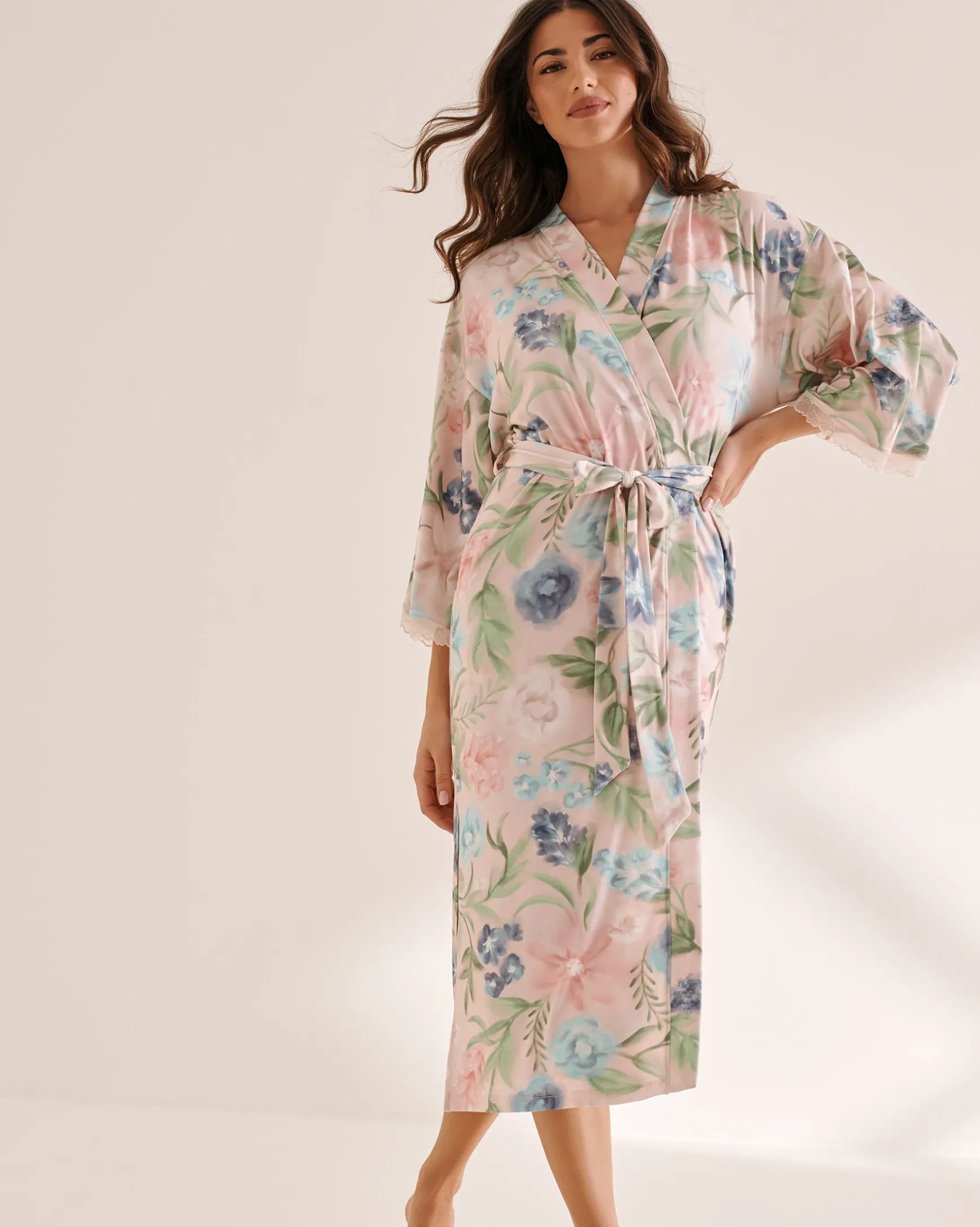 Watercolor Flower Print Super Soft Kimono