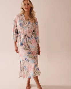 Watercolor Flower Print Super Soft Kimono