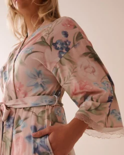 Watercolor Flower Print Super Soft Kimono