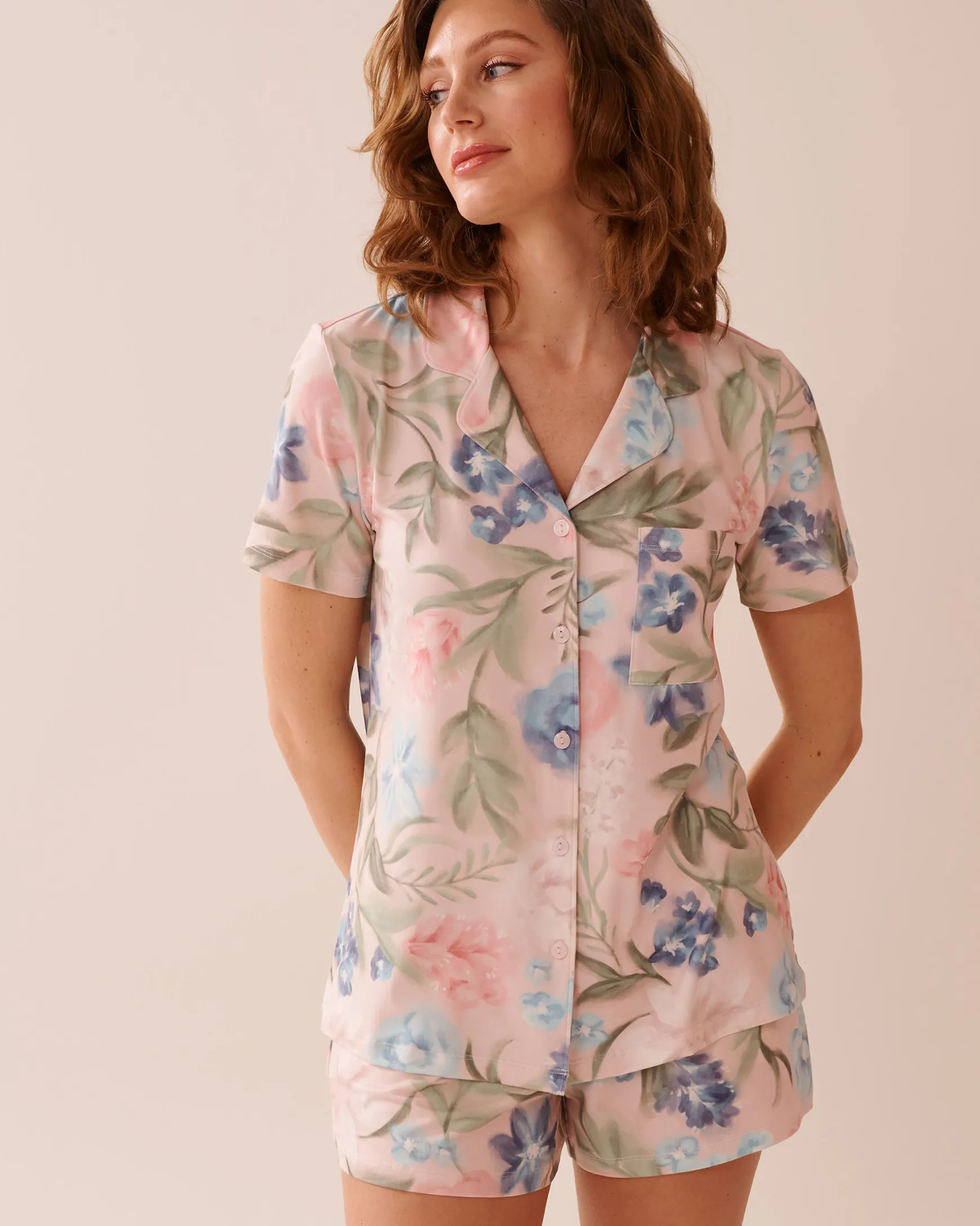 Watercolor Flower Print Super Soft Button-down Shirt