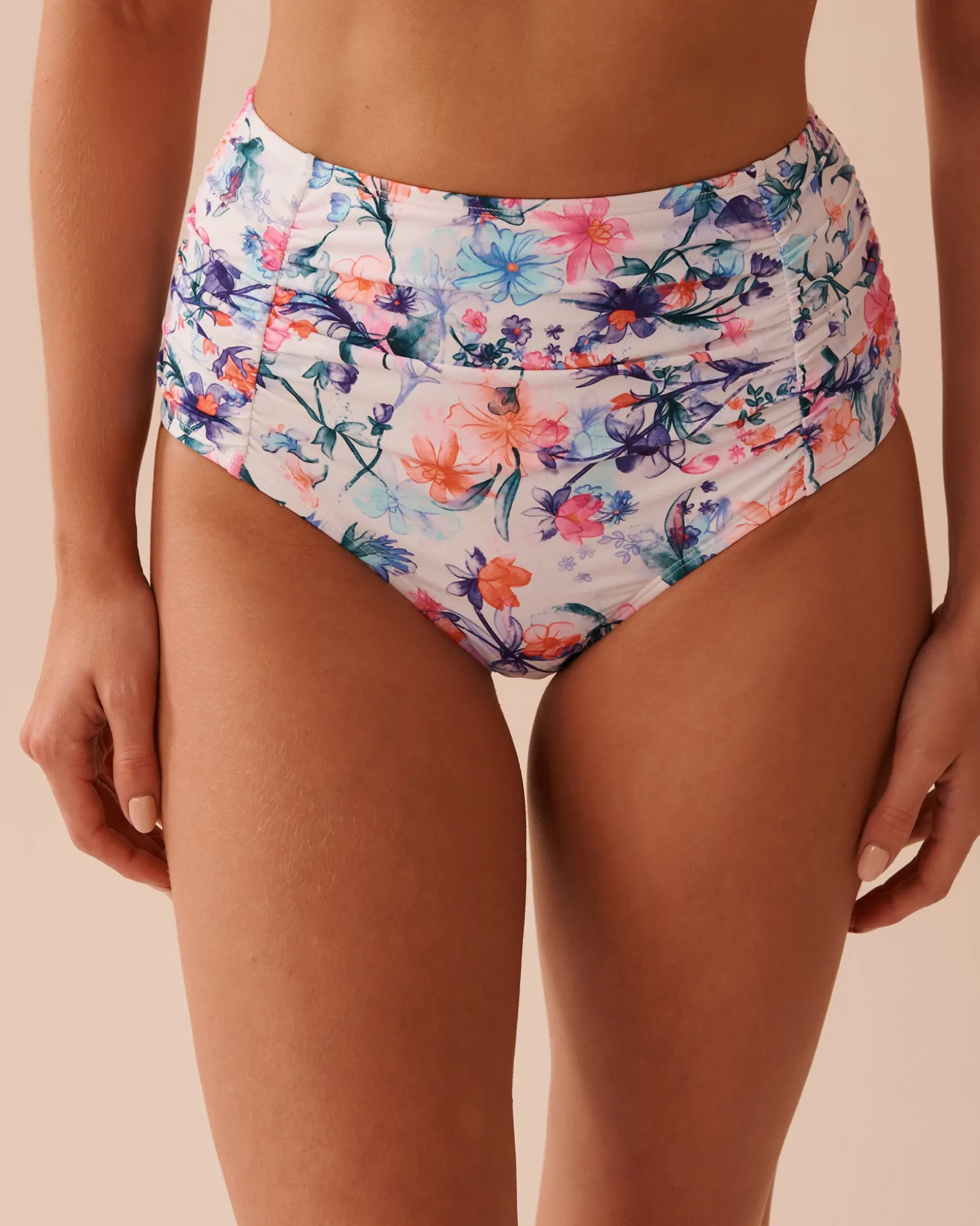 WATERCOLOR Shirred High Waist Bikini Bottom