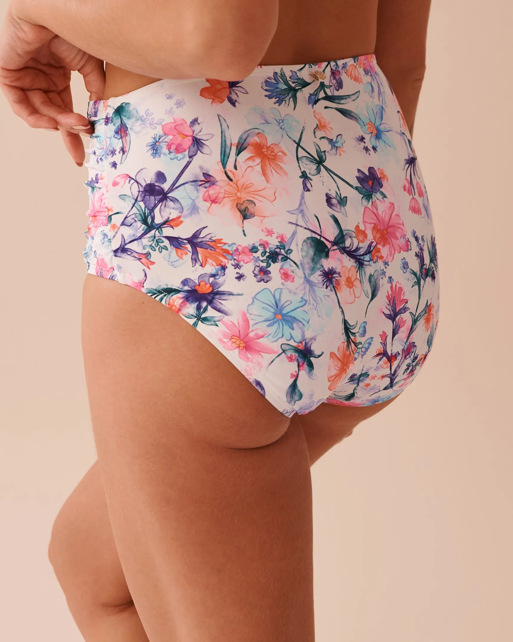 WATERCOLOR Shirred High Waist Bikini Bottom